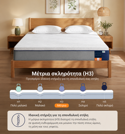 Στρώμα Αφρού μνήμης με Gel με Εργονομική Στήριξη 7 Ζωνών 25 εκ Πάχος 160x200 εκ με Αφαιρούμενο και Πλενόμενο Κάλυμμα RM-Z135QZ01