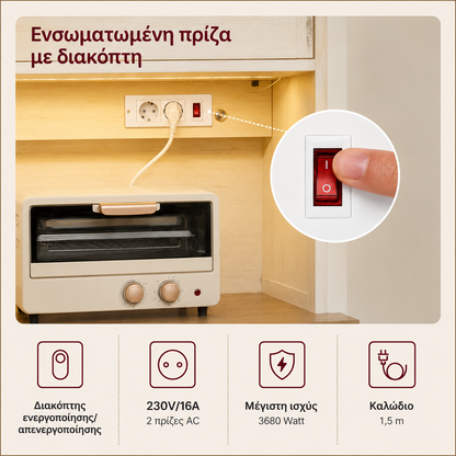 Μπουφές με φωτισμό Ντουλάπι Βοηθητικό Ράφι Κουζίνας με Συρόμενες πόρτες και συρτάρια 39,5 x 106,5 x 180,6 εκ Παλαιωμένο Λευκό BB-K391W02