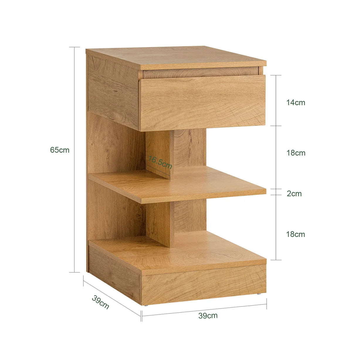 Κομοδίνο με Συρτάρι και Ράφια 39x39x65εκ B0-C5HKR9NZ