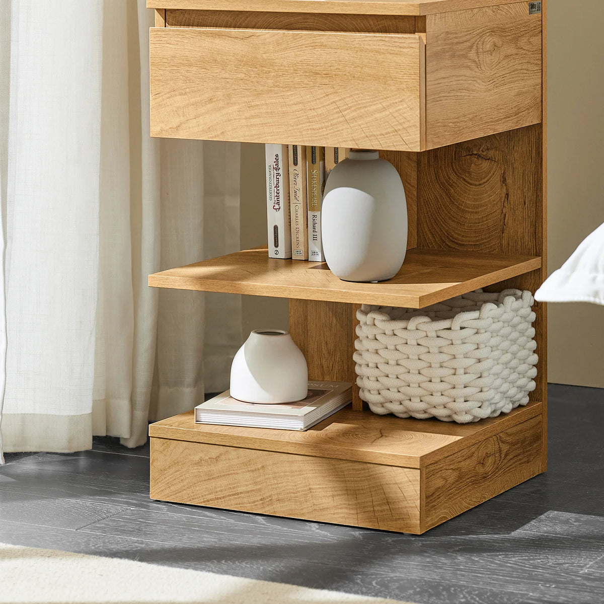 Κομοδίνο με Συρτάρι και Ράφια 39x39x65εκ B0-C5HKR9NZ