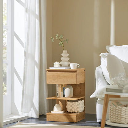Κομοδίνο με Συρτάρι και Ράφια 39x39x65εκ B0-C5HKR9NZ