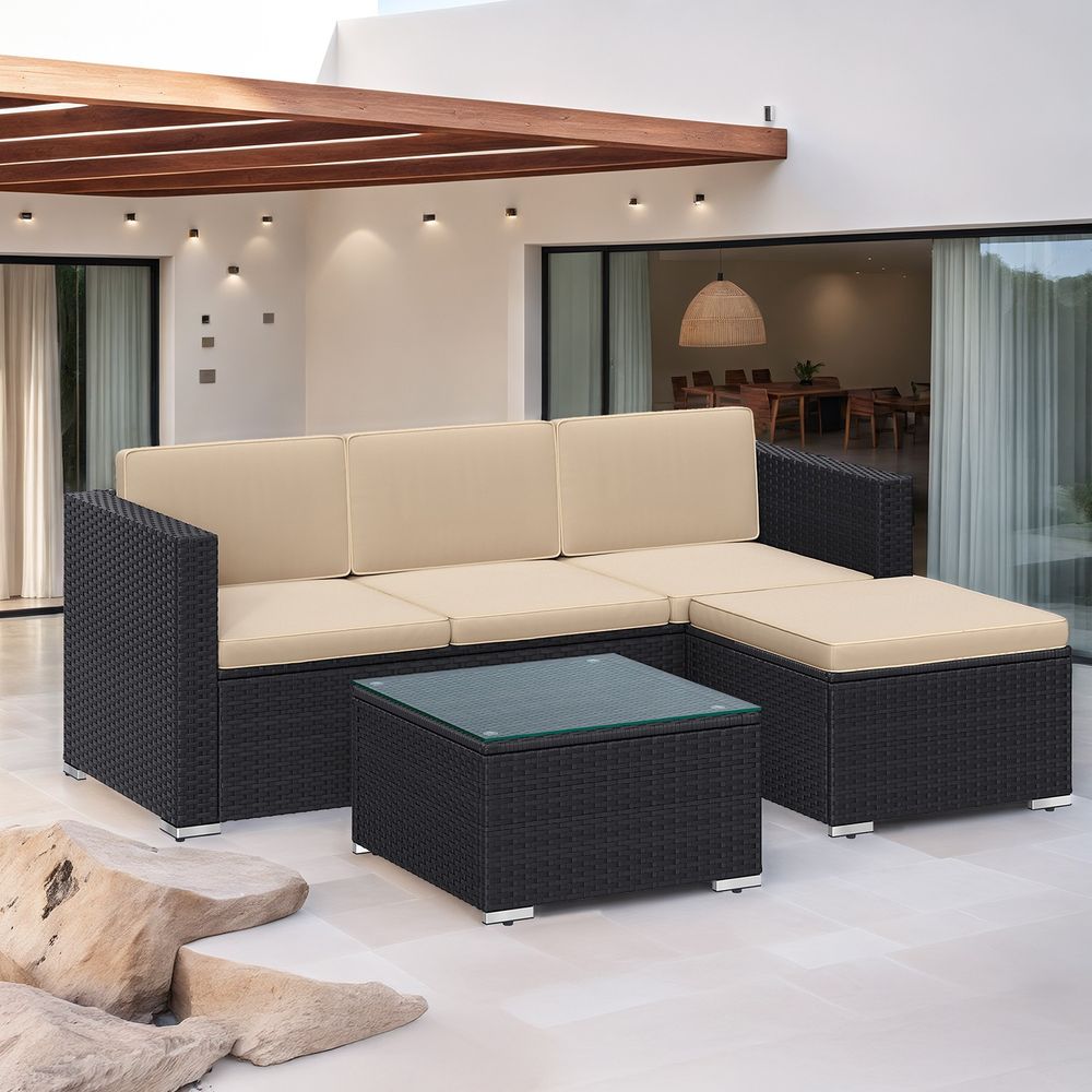 Σετ Επίπλων Καναπές Κήπου Βεράντας Τριθέσιος Με Τραπεζάκι Μαξιλάρια 6 εκ Σαλόνι Μπαλκονιού GG-F005B03