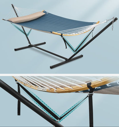 Αιώρα Κήπου με Μεταλλική Βάση έως 200kg, Ρυθμιζόμενο Ύψος, Μαξιλάρι & Τσάντα Μεταφοράς για 2 Άτομα GHS-B35002Q01