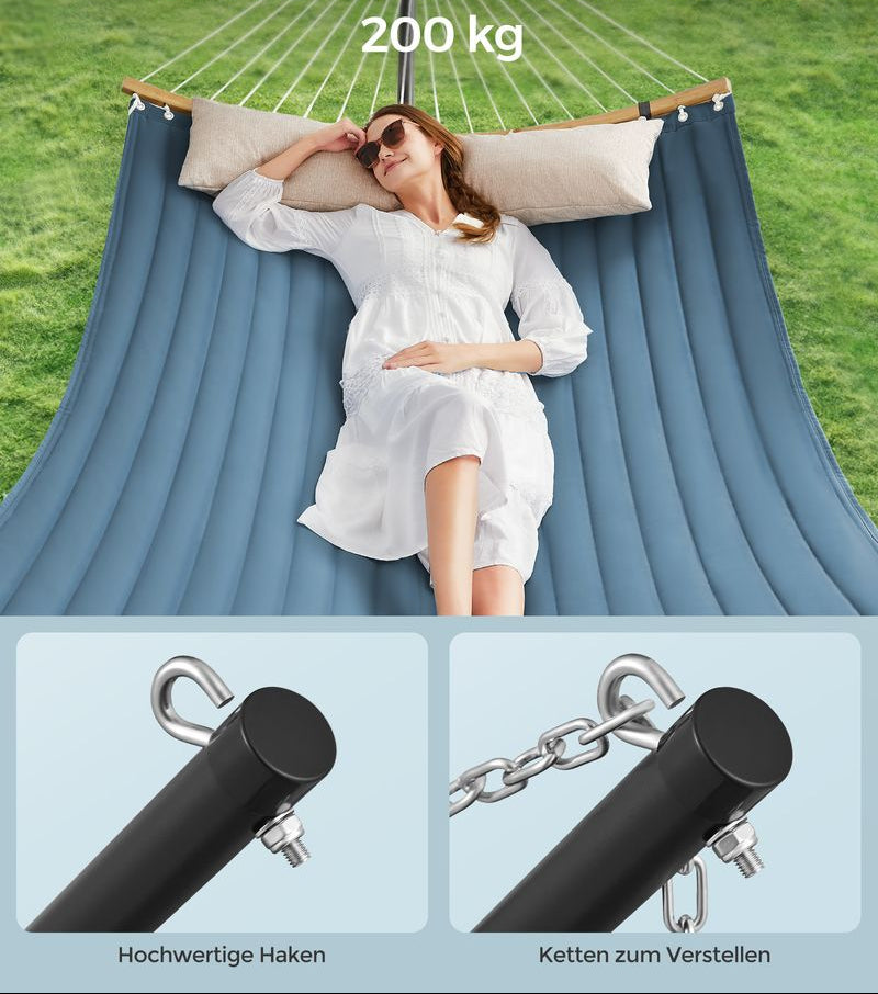 Αιώρα Κήπου με Μεταλλική Βάση έως 200kg, Ρυθμιζόμενο Ύψος, Μαξιλάρι & Τσάντα Μεταφοράς για 2 Άτομα GHS-B35002Q01