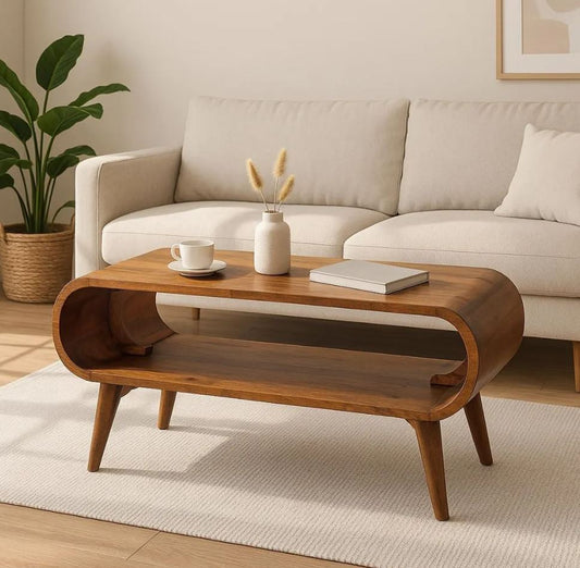 Τραπεζάκι Σαλονιού σε Σκανδιναβικό Στυλ από Μασίφ Ξύλο Καρυδιά IN3424