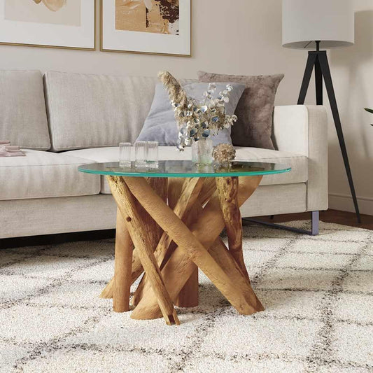 Στρόγγυλο Τραπεζάκι Σαλονιού Καθιστικού 60 εκ. από Μασίφ Ξύλο Teak Τραπεζάκι Καφέ 1243473