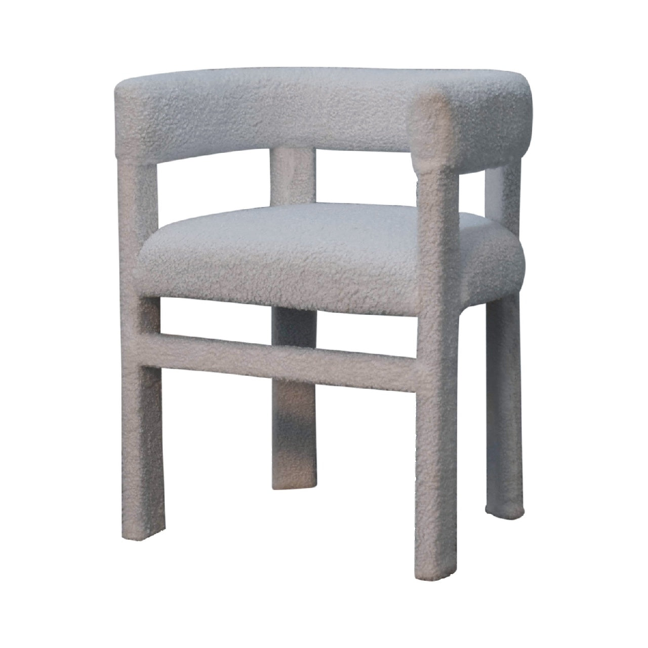 Καρέκλες Τραπεζαρίας Επενδυμένες Λευκό Boucle Περιστρεφόμενη και Στιβαρή Καρέκλα Σκαμπό IN3485