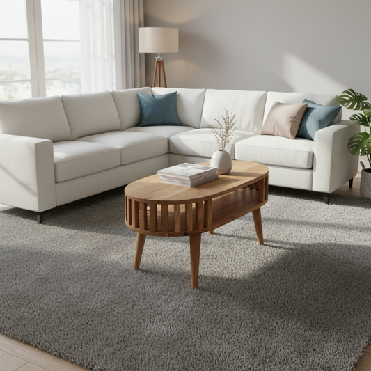 Τραπεζάκι Σαλονιού Μασίφ Ξύλο Χρώμα Δρύς 80x50 εκ IN3418