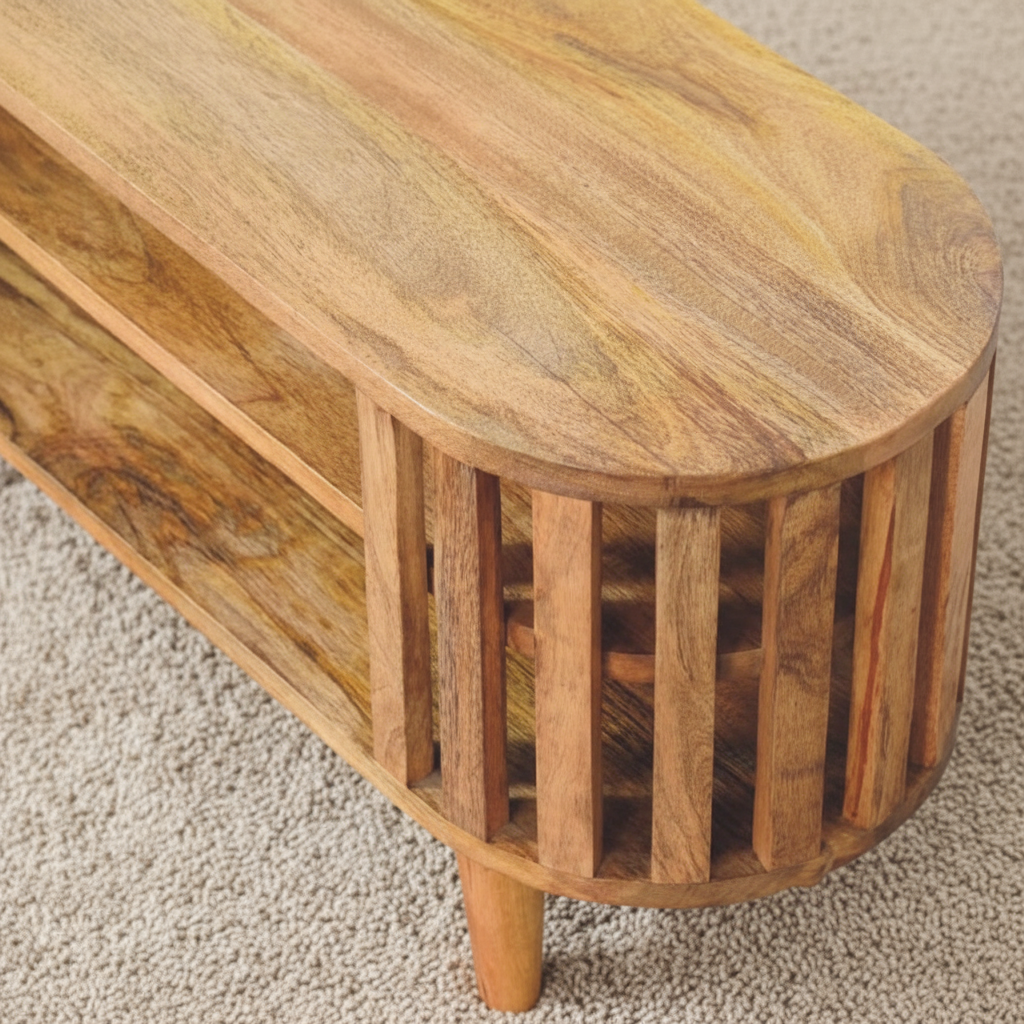 Βάση Τηλεόρασης από Μασίφ Ξύλο σε Ιαπωνικό στιλ Μινιμαλιστική Κονσόλα Πολυμέσων IN3748