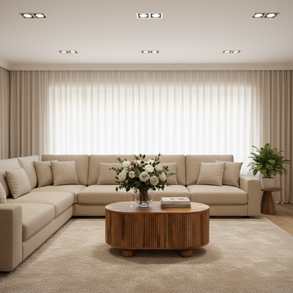 Τραπεζάκι Σαλονιού Οβάλ Μασίφ Ξύλο Μάνγκο και αποθηκευτικό χώρο με καπάκι Boho IN3764