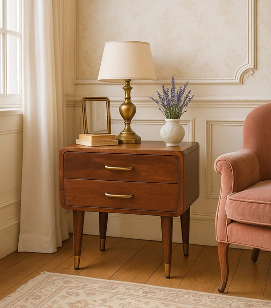 Κομοδίνο Κρεβατοκάμαρας Βοηθητικό Τραπεζάκι Μασίφ Ξύλο IN4055