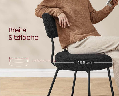 Καρέκλες Τραπεζαρίας σετ 2 τεμ. Μπουκλέ Μαύρη-Εκρού Καρέκλα Κουζίνας Σαλονιού Γραφείου KD-C110B01