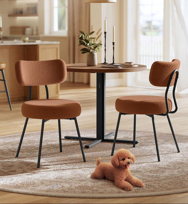 Καρέκλες Τραπεζαρίας σετ 2 τεμ. Μπουκλέ Μαύρη-Εκρού Καρέκλα Κουζίνας Σαλονιού Γραφείου KD-C110B01