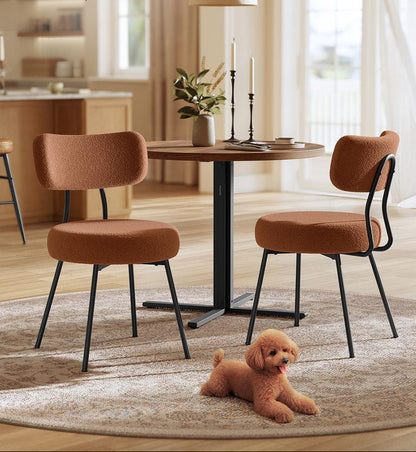 Καρέκλες Τραπεζαρίας σετ 2 τεμ. Μπουκλέ Μαύρη-Εκρού Καρέκλα Κουζίνας Σαλονιού Γραφείου KD-C110B01