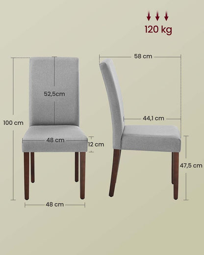 Καρέκλες Τραπεζαρίας σετ 2 τεμ. Κλασικό Στυλ Με ψηλή πλάτη και άνετο Μαξιλάρι Καθίσματος Γκρί και Μπεζ KD-C158G01