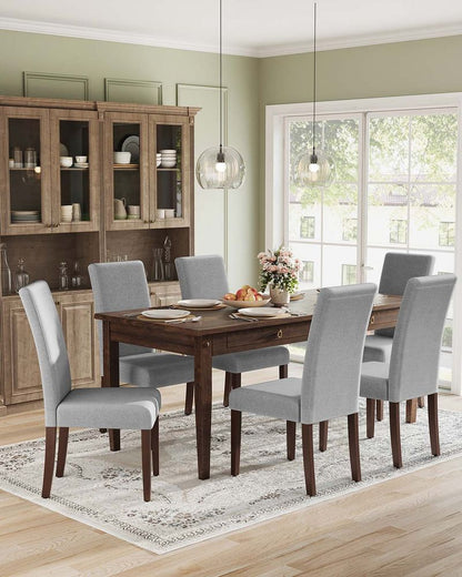 Καρέκλες Τραπεζαρίας σετ 2 τεμ. Κλασικό Στυλ Με ψηλή πλάτη και άνετο Μαξιλάρι Καθίσματος Γκρί και Μπεζ KD-C158G01