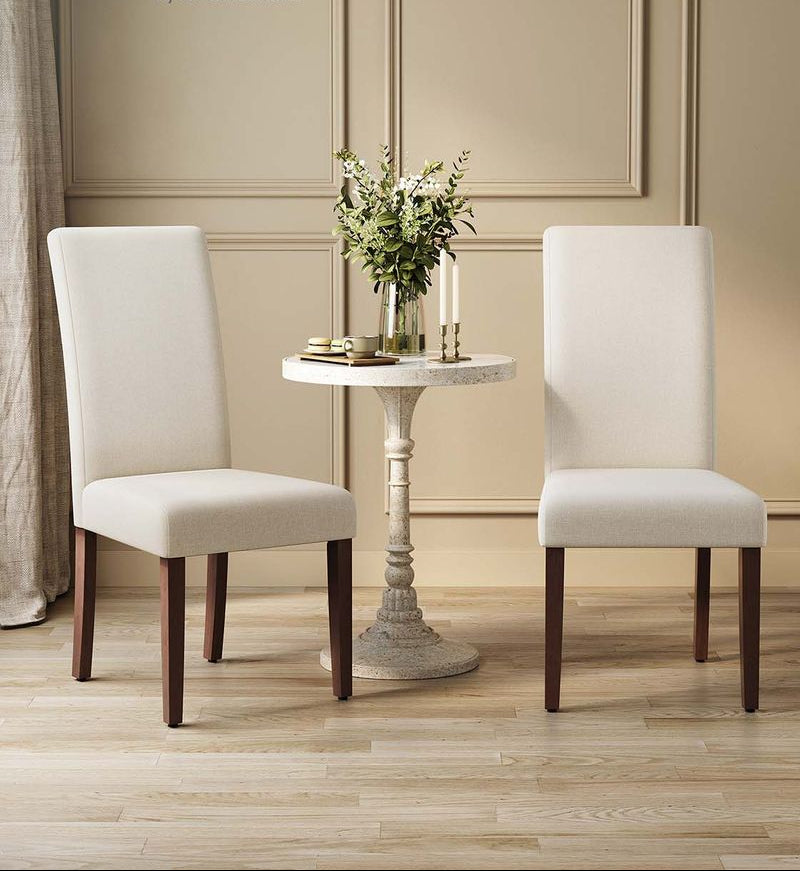 Καρέκλες Τραπεζαρίας σετ 2 τεμ. Κλασικό Στυλ Με ψηλή πλάτη και άνετο Μαξιλάρι Καθίσματος Γκρί και Μπεζ KD-C158G01