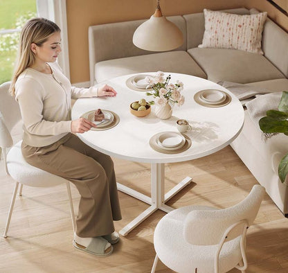 Στρογγυλό Τραπέζι Κουζίνας Τραπεζαρίας Αδιάβροχο 80 εκ Διάμετρος Δρύς και Λευκό KD-T082Y02