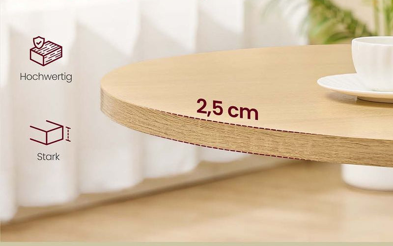 Στρογγυλό Τραπέζι Κουζίνας Τραπεζαρίας Αδιάβροχο 80 εκ Διάμετρος Δρύς και Λευκό KD-T082Y02