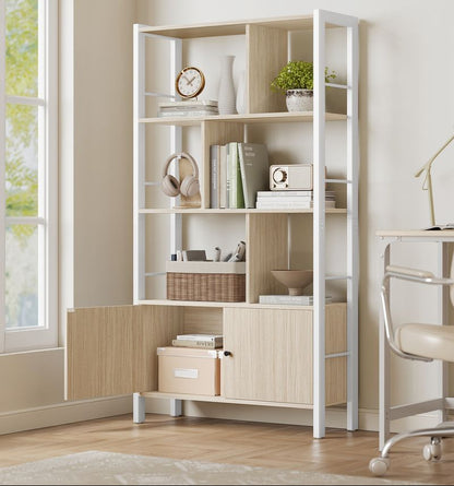 Βιβλιοθήκη Ραφιέρα με Ντουλάπι Γραφείου Σαλονιού Βοηθητικό Ράφι Κουζίνας 155x74 εκ LB-C022LL01