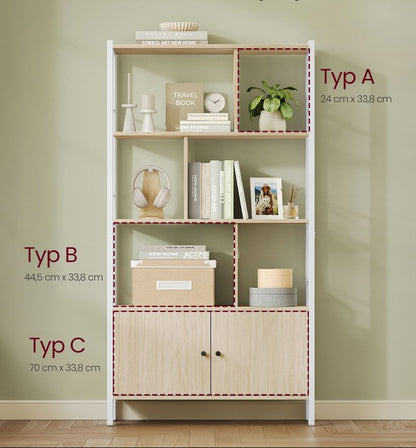 Βιβλιοθήκη Ραφιέρα με Ντουλάπι Γραφείου Σαλονιού Βοηθητικό Ράφι Κουζίνας 155x74 εκ LB-C022LL01
