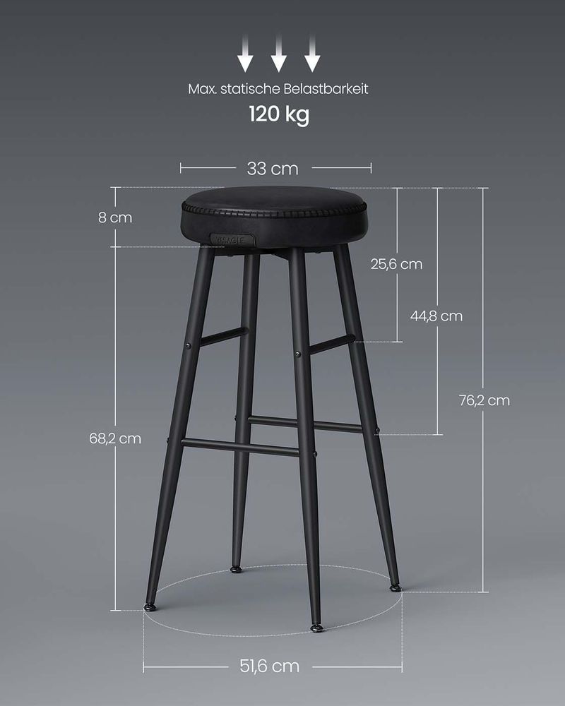 Σκαμπό για Πάσο Κουζίνας σετ 4 τεμ 76εκ Μπαρ EKHO Δερματίνη Ρετρό Στυλ LB-C290B01