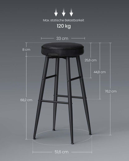 Σκαμπό για Πάσο Κουζίνας σετ 4 τεμ 76εκ Μπαρ EKHO Δερματίνη Ρετρό Στυλ LB-C290B01