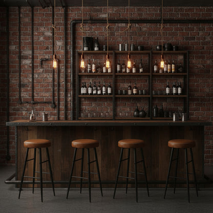 Σκαμπό για Πάσο Κουζίνας σετ 4 τεμ 76εκ Μπαρ EKHO Δερματίνη Ρετρό Στυλ LB-C290K01