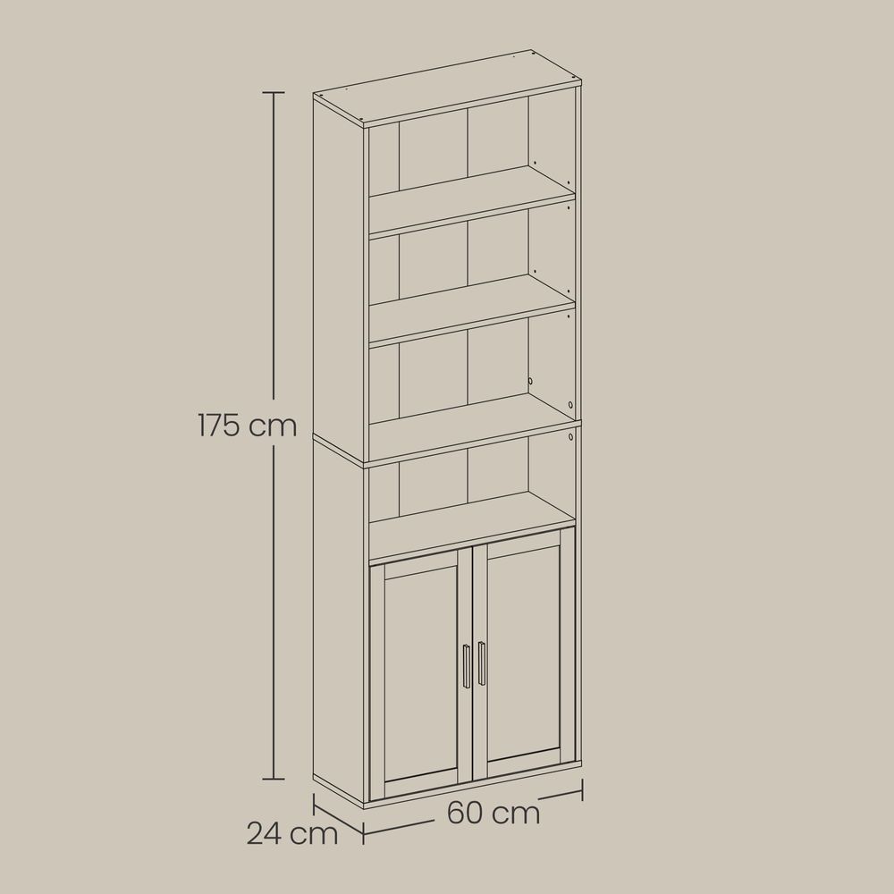 Ψηλή Βιβλιοθήκη Ντουλάπι Βιτρίνας Μπάνιου με Ντουλάπι 175 εκ Ύψος Για Υπνοδωμάτιο Κουζίνα LBC-B35402W01