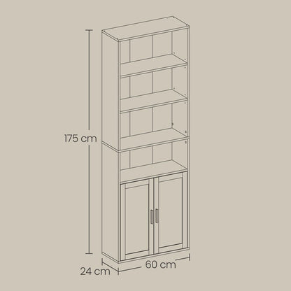 Ψηλή Βιβλιοθήκη Ντουλάπι Βιτρίνας Μπάνιου με Ντουλάπι 175 εκ Ύψος Για Υπνοδωμάτιο Κουζίνα LBC-B35402W01