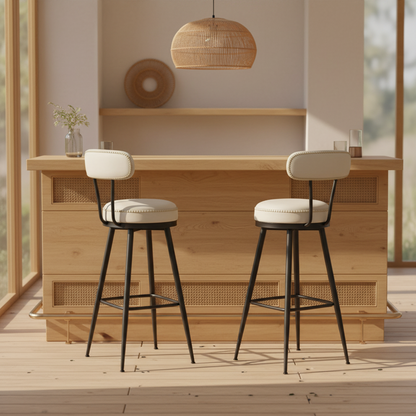 Σκαμπό για Πάσο Κουζίνας Σετ 2 τεμ. και για Μπαρ Περιστρεφόμενα Άνετο Σταθερό EKHO Ύψους Καθίσματος 76 εκ LB-C889W01