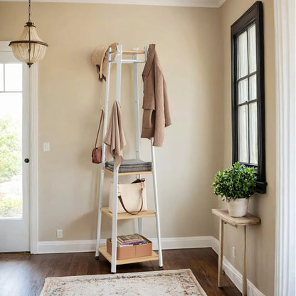 Κρεμάστρα Ρούχων Καλόγερος Εισόδου Υπνοδωματίου για Παλτό Βάση Γκαρνταρόμπα για Καπέλα Τσάντες LC-R080W09