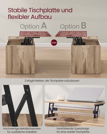 Τραπεζάκι Σαλονιού Σερβιτόρος Με Ρυθμιζόμενο Ύψος Βοηθητικό Τραπέζι Καθιστικού Καναπέ Κάμελ LC-T210L01