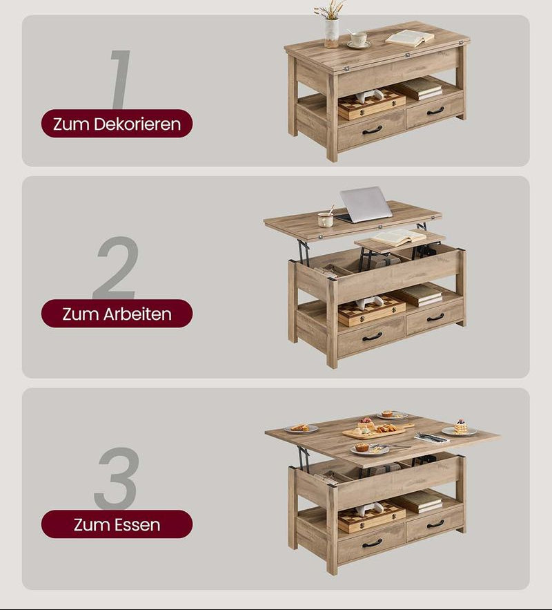 Τραπεζάκι Σαλονιού Με Ρυθμιζόμενο Ύψος Πολυχρηστικό Τραπεζαρία Γραφείο Έως 64 εκ Ύψος LC-T254L01