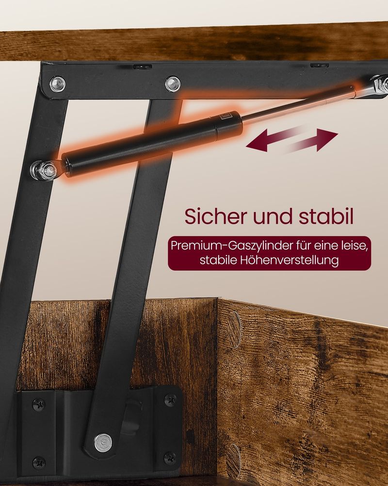 Τραπεζάκι Σαλονιού Με Ρυθμιζόμενο Ύψος 100x50 εκ Βοηθητικό Τραπέζι Για Εργασία Φαγητό Λάπτοπ Κρυφός Αποθηκευτικός Χώρος LC-T267KD01