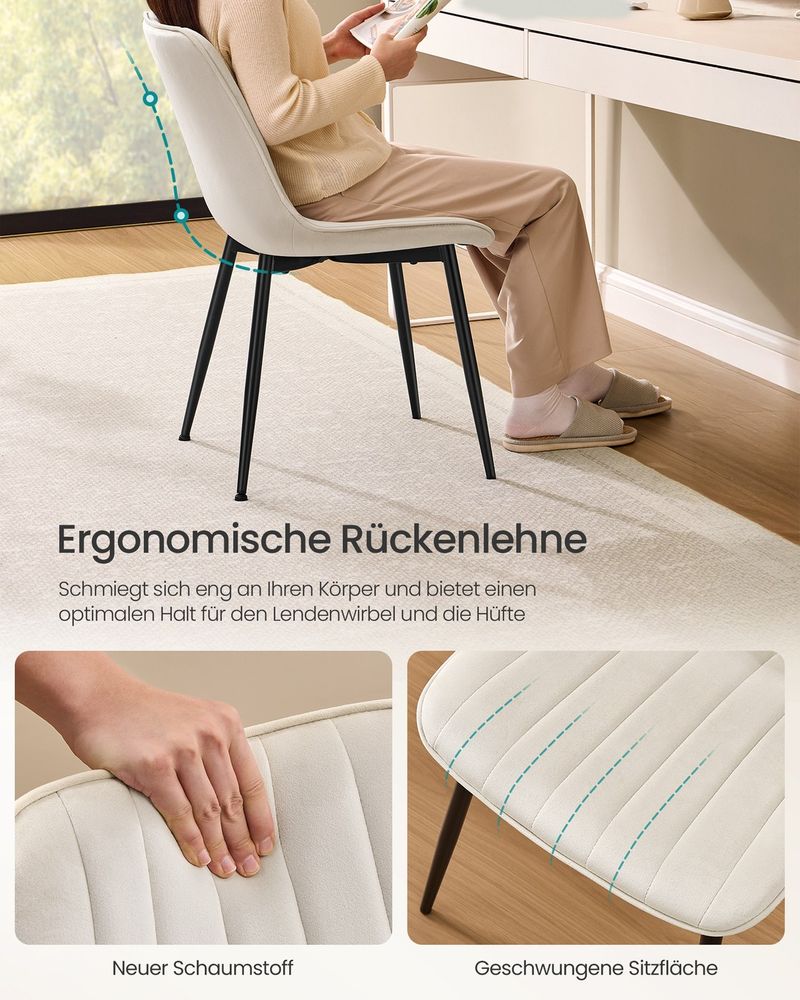 Καρέκλες Τραπεζαρίας Σετ 2 τεμ. Πολυθρόνα Καρέκλα Τραπεζαρίας Κουζίνας Κρέμ LD-C090LH01