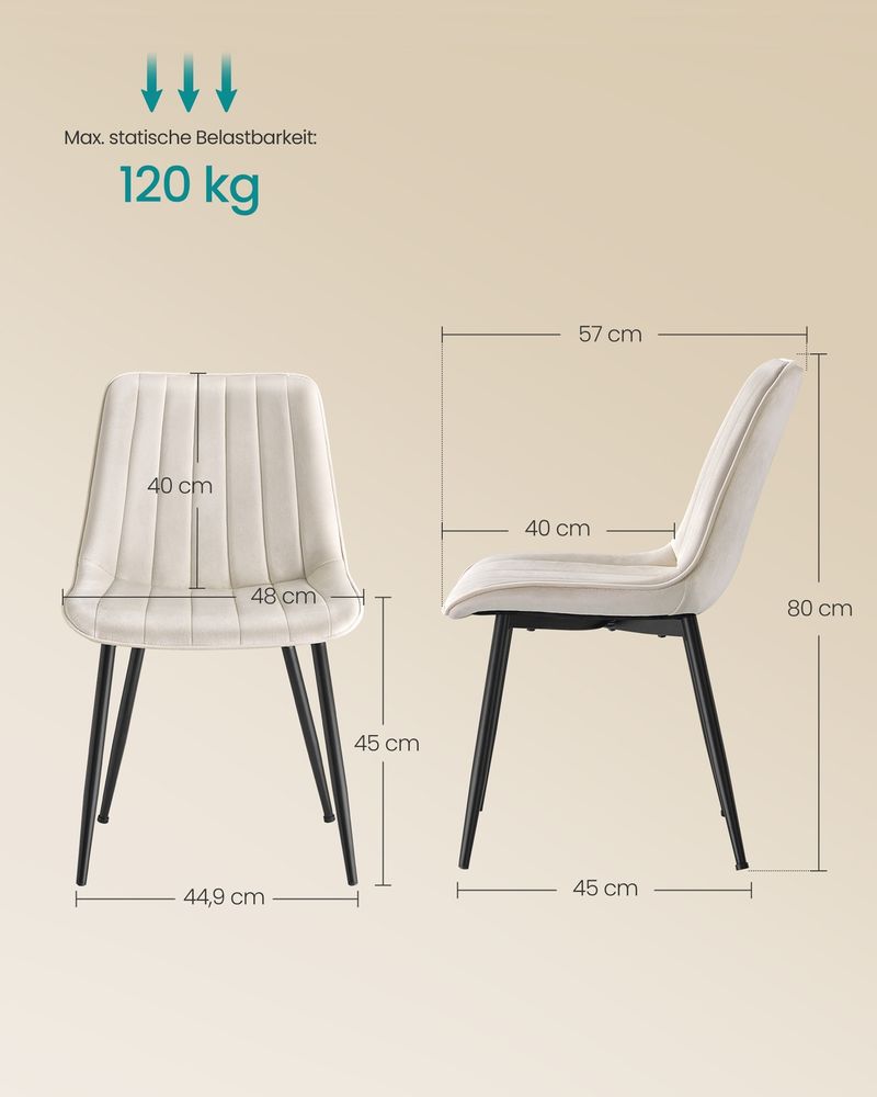 Καρέκλες Τραπεζαρίας Σετ 2 τεμ. Πολυθρόνα Καρέκλα Τραπεζαρίας Κουζίνας Κρέμ LD-C090LH01