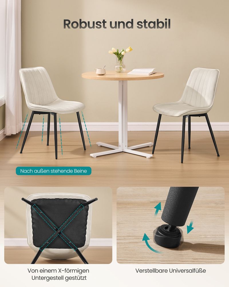 Καρέκλες Τραπεζαρίας Σετ 2 τεμ. Πολυθρόνα Καρέκλα Τραπεζαρίας Κουζίνας Κρέμ LD-C090LH01