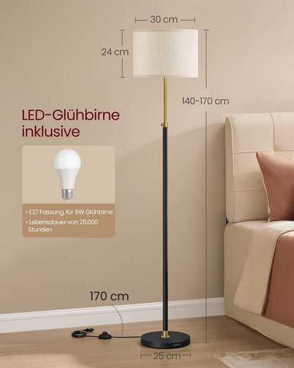 Επιδαπέδιο Φωτιστικό με Ρυθμιζόμενο Ύψος με Λάμπα LED και 3 Χρώματα φωτός LF-L002B02