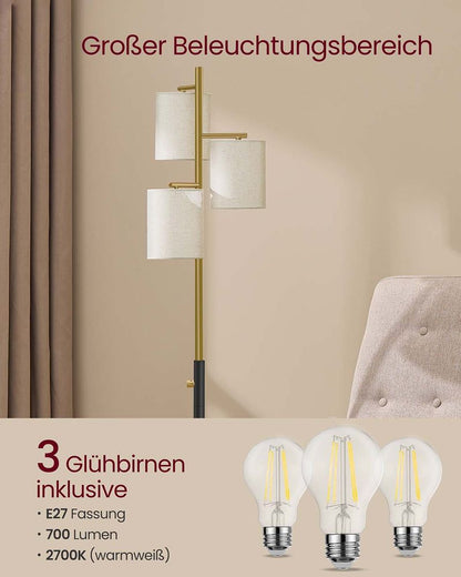 Επιδαπέδιο Φωτιστικό με 3 Λάμπες LED με Ρυθμιζόμενη Φωτεινότητα Ροοστάτη  LF-L003B02