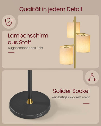 Επιδαπέδιο Φωτιστικό με 3 Λάμπες LED με Ρυθμιζόμενη Φωτεινότητα Ροοστάτη  LF-L003B02