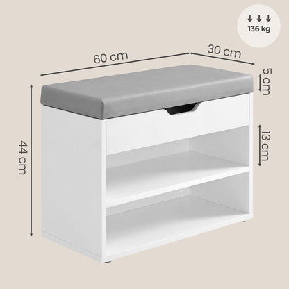 Παπουτσοθήκη Ντουλάπι Αποθήκευσης 60x30x44 εκ Παγκάκι Εισόδου με Μαξιλάρι Πολυλειτουργικό LHS-B35020W01