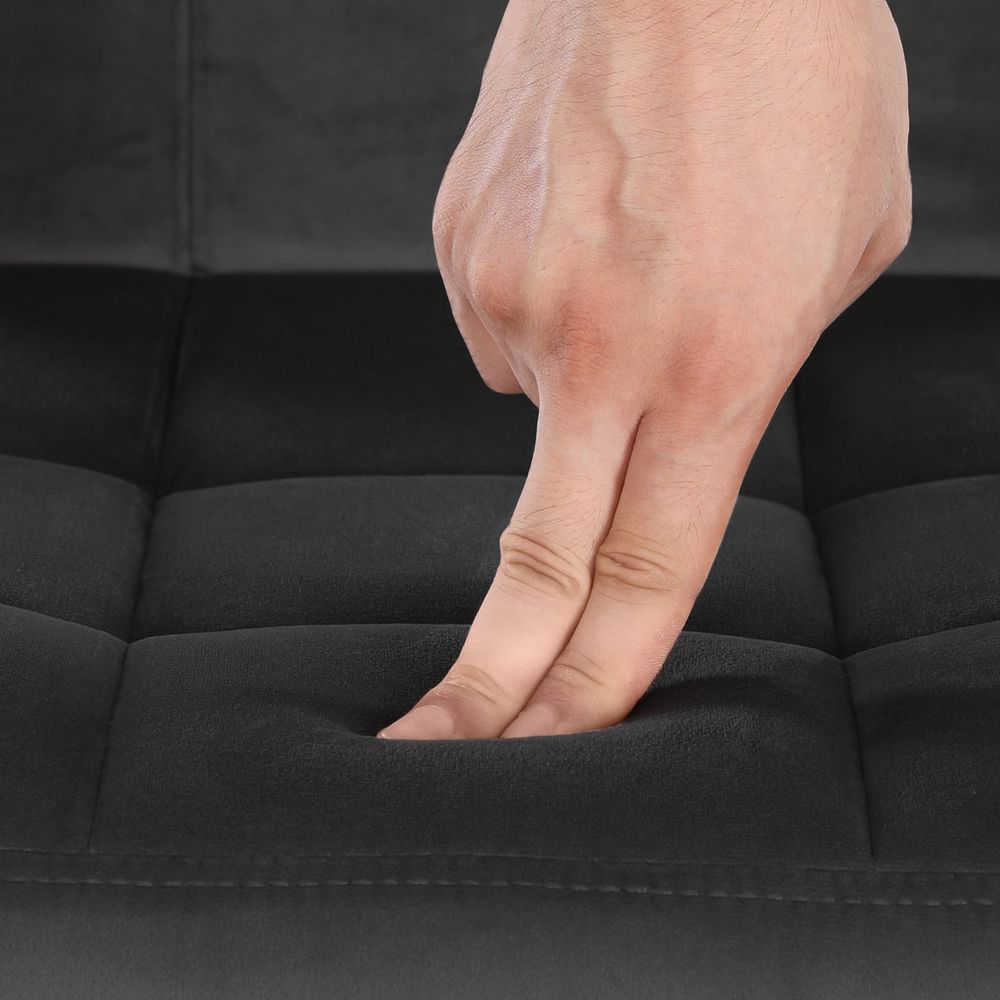 Σκαμπό για Πάσο Κουζίνας Σετ 2 τεμ Εργονομικό Κάθισμα Νησίδας Μπαρ Ρυθμιζόμενο Ύψος Καθίσματος 62,5-82,5 εκ Μεγάλη Σταθερή Βάση Μαύρο Βελούδο LJ-B014B01