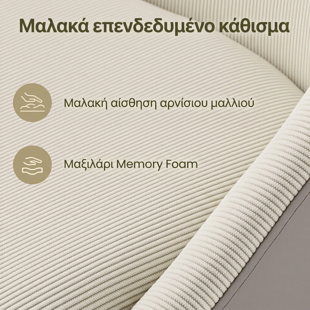 Περιστρεφόμενη Καρέκλα Γραφείου 360° με Ψηλή Πλάτη 50 x 54εκ   Ρυθμιζόμενο Ύψος 43–55 εκ. και Αφαιρούμενο Κάλυμμα Μπεζ   LJ-BB35100L101