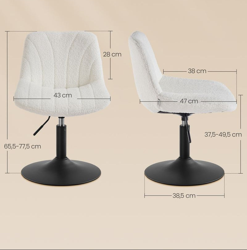 Καρέκλα Γραφείου Κρεμ Μπουκλέ Άνετη Καρέκλα Μπουντουάρ Εξοικονόμησης Χώρου Περιστρεφόμενη Ρυθμιζόμενου Ύψους LJB160WD01