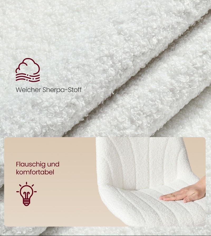 Καρέκλα Γραφείου Κρεμ Μπουκλέ Άνετη Καρέκλα Μπουντουάρ Εξοικονόμησης Χώρου Περιστρεφόμενη Ρυθμιζόμενου Ύψους LJB160WD01