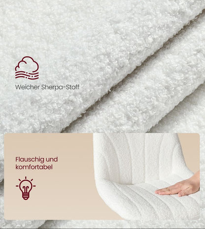 Καρέκλα Γραφείου Κρεμ Μπουκλέ Άνετη Καρέκλα Μπουντουάρ Εξοικονόμησης Χώρου Περιστρεφόμενη Ρυθμιζόμενου Ύψους LJB160WD01