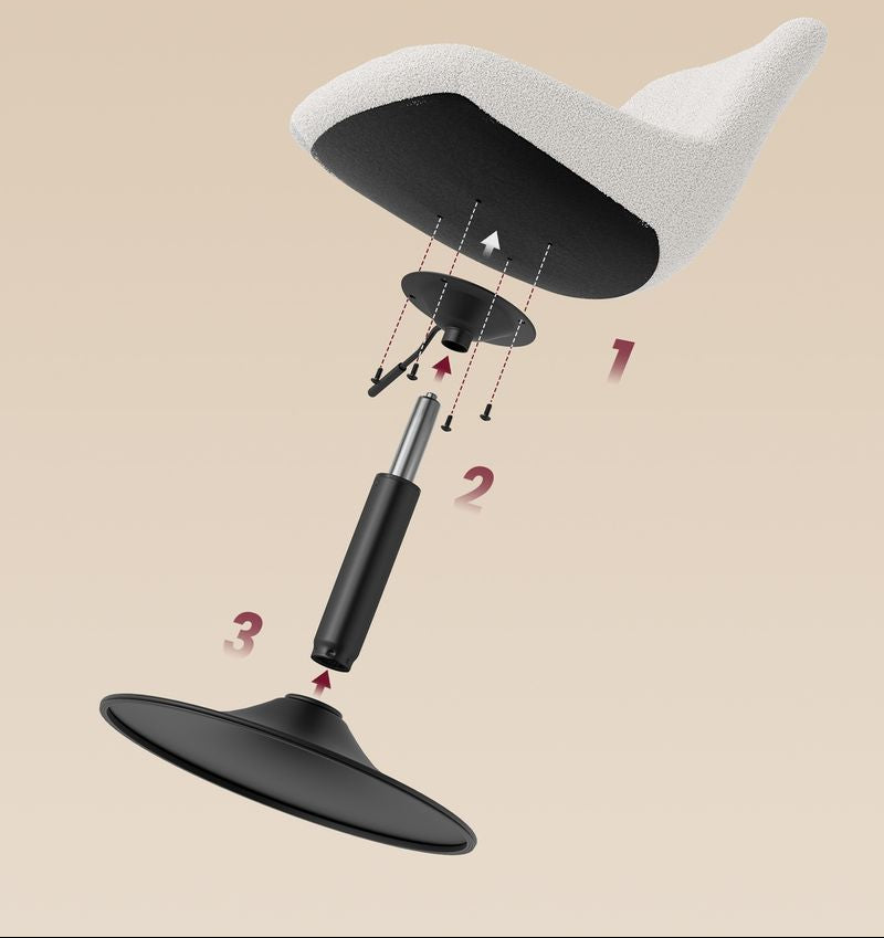 Καρέκλα Γραφείου Κρεμ Μπουκλέ Άνετη Καρέκλα Μπουντουάρ Εξοικονόμησης Χώρου Περιστρεφόμενη Ρυθμιζόμενου Ύψους LJB160WD01