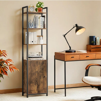Βιβλιοθήκη Με Ντουλάπι Για Γραφείο Σαλόνι Μπάνιο Vintage Καφέ LL-SB35132K01