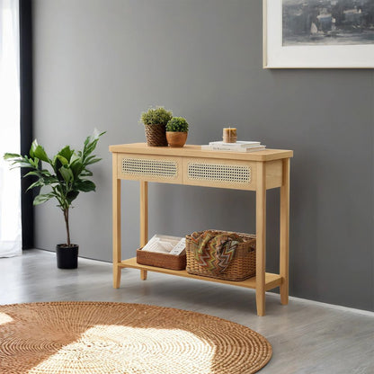 Τραπέζι Κονσόλα Εισόδου Έπιπλο Διαδρόμου Δρυς Μαύρο Boho LN-T016Y57